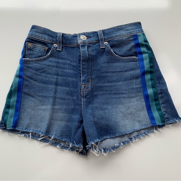 Hudson Jeans Denim - Hudson Sade Cut Off Jean Shorts 25 Blue Striped